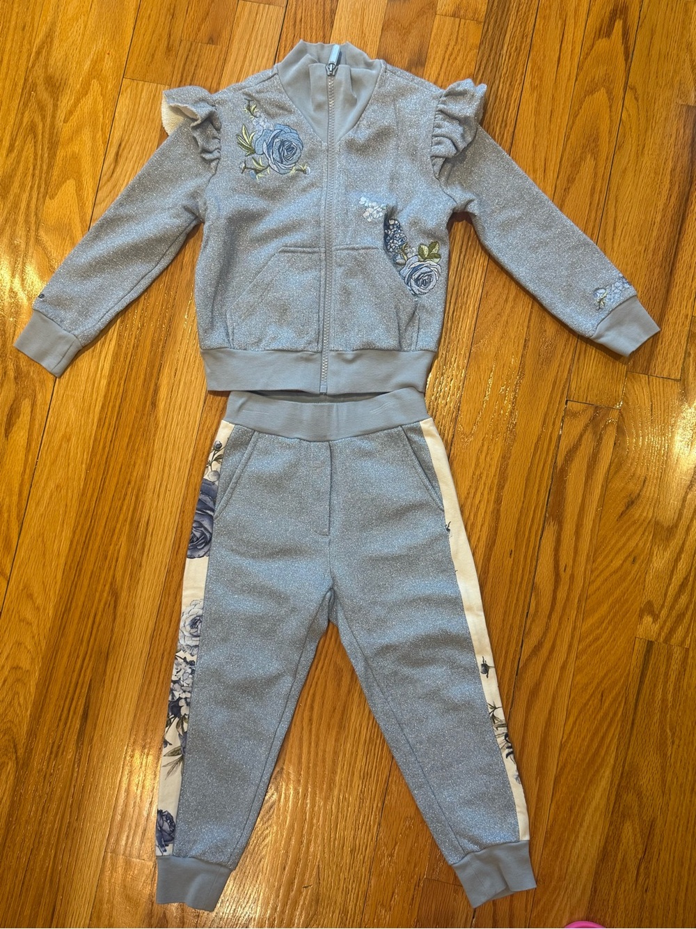 MonnaLisa Light Blue Floral Jogger Set